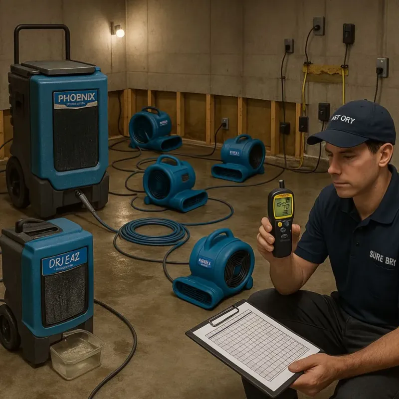 Structural Drying and Dehumidification process in Waterford, PA